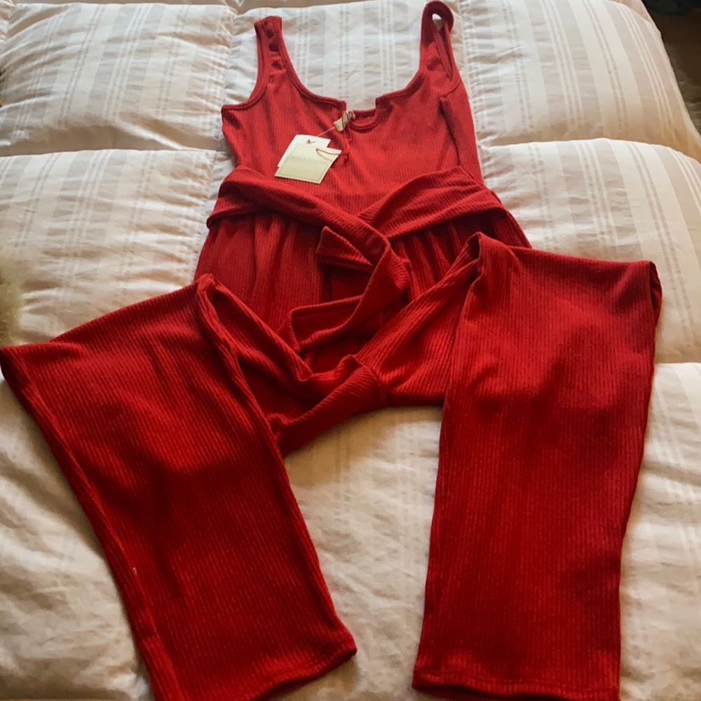 Red cotton jumpsuit